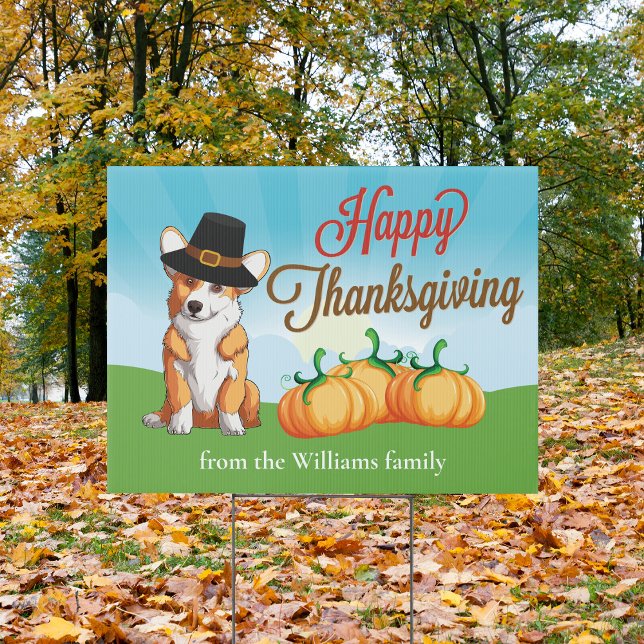 Cute Corgi Thanksgiving Custom Yard Sign (Creator Uploaded)