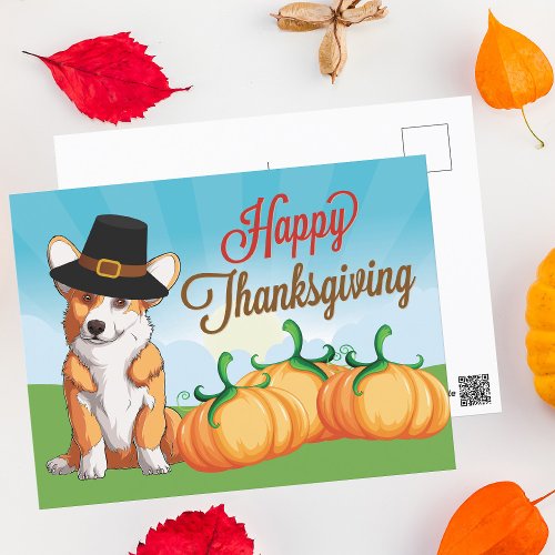 Cute Corgi Thanksgiving Postcard