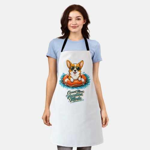 Cute Corgi "Vacation Mode" Summer Design Apron