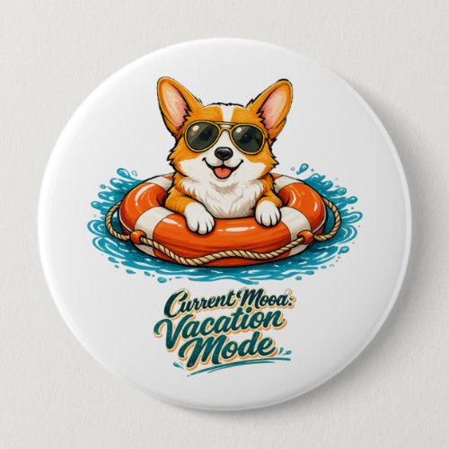 Cute Corgi "Vacation Mode" Summer Design Button