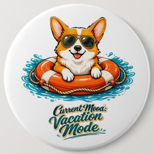 Cute Corgi "Vacation Mode" Summer Design Button