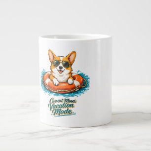 Cute Corgi "Vacation Mode" Summer Design Giant Coffee Mug