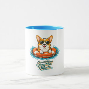 Cute Corgi "Vacation Mode" Summer Design Mug