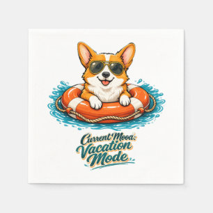 Cute Corgi "Vacation Mode" Summer Design Napkins