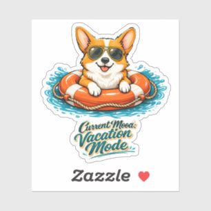 Cute Corgi "Vacation Mode" Summer Design Sticker