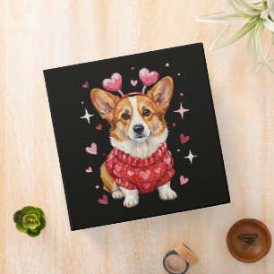 Cute Corgi Valentine Heart Valentines Day 3 Ring Binder