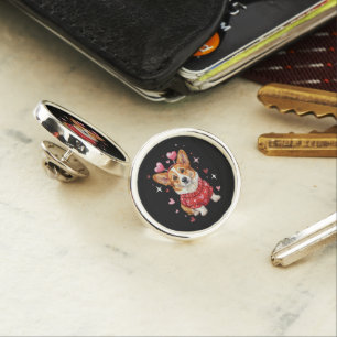 Cute Corgi Valentine Heart Valentines Day Lapel Pin