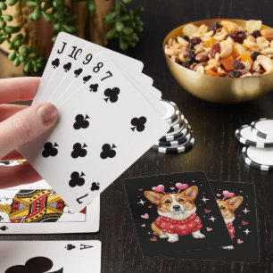 Cute Corgi Valentine Heart Valentines Day Poker Cards