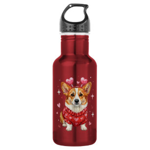 Cute Corgi Valentine Heart Valentines Day Stainless Steel Water Bottle