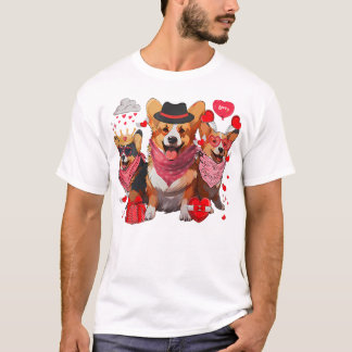 Cute Corgi Valentine's Day Heart Pet Dog Animal Lo T-Shirt