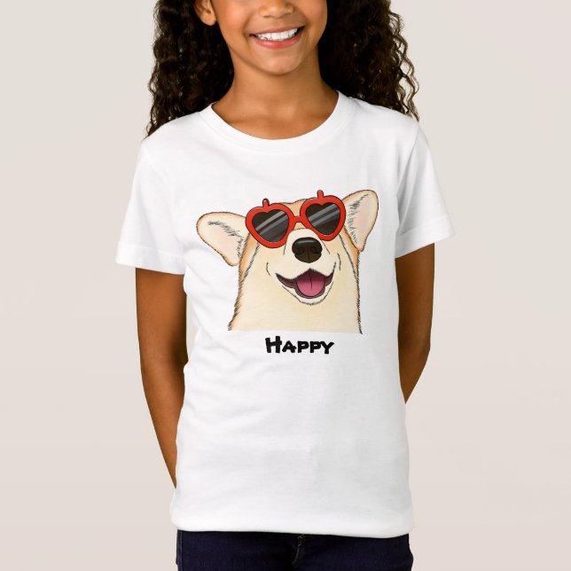 Cute corgi wearing sunglasses T-Shirt (Front)