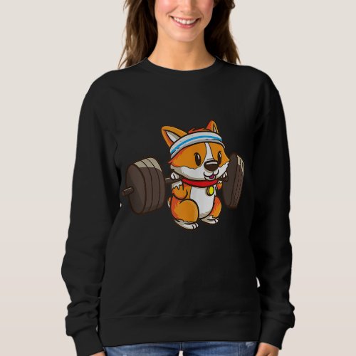 Cute Corgi Weightlifting Dog Lover Girls And Women Sweatshirt