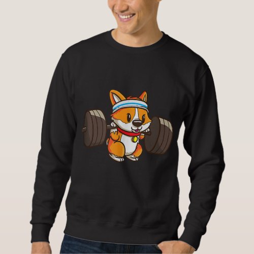 Cute Corgi Weightlifting Dog Lover Girls And Women Sweatshirt