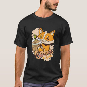 Cute Corgi With Boba Bubble Tea. Kawaii Japanese G T-Shirt
