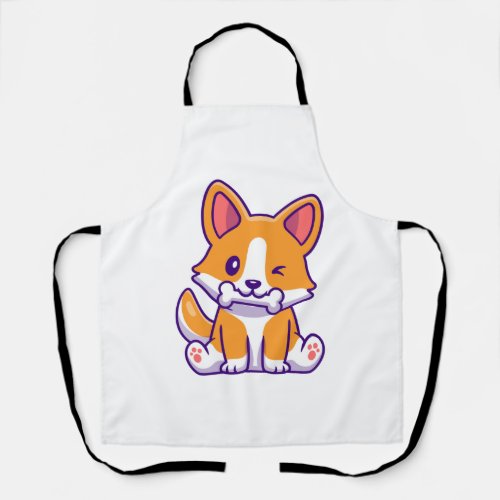 Cute Corgi with bone   Apron