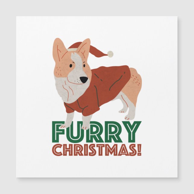 Cute Corgi with Christmas Pun: Furry Christmas (Front)