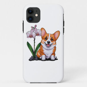 Cute Corgi with Orchidea iPhone 11 Case