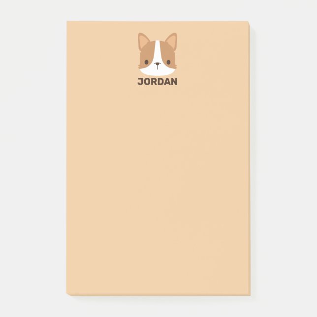 Cute Corgi with Personalized Name Post-it Notes (Front)