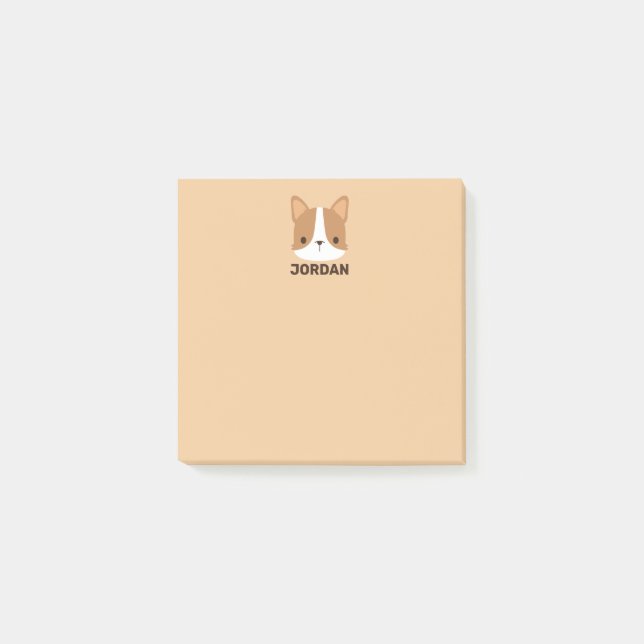 Cute Corgi with Personalized Name Post-it Notes (Front)
