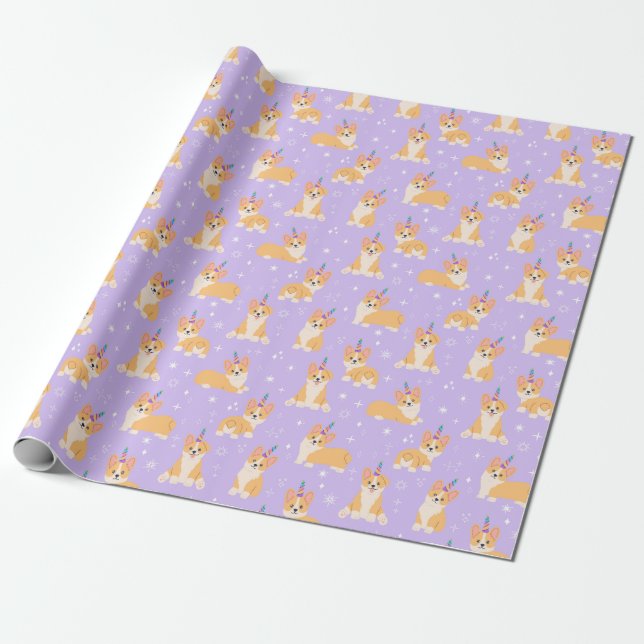Cute Corgi Wrapping Paper (Unrolled)