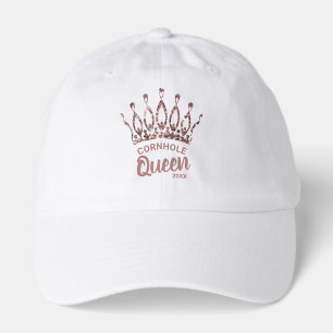 Cute Cornhole Queen Rose Gold Glitter Crown Custom Hat