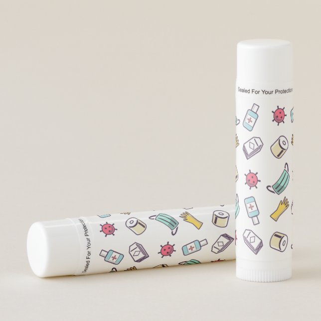 Cute Coronavirus Covid 19 Toilet Paper Gloves Lip Balm (Front)