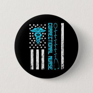 Cute Correctional Nurse Us Flag Nursing Healthcare Button