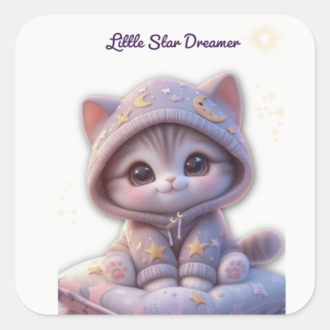 Cute Cosmic Cat Sticker (Front)
