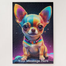 Cute Cosmic Chihuahua Surreal Rainbow Art