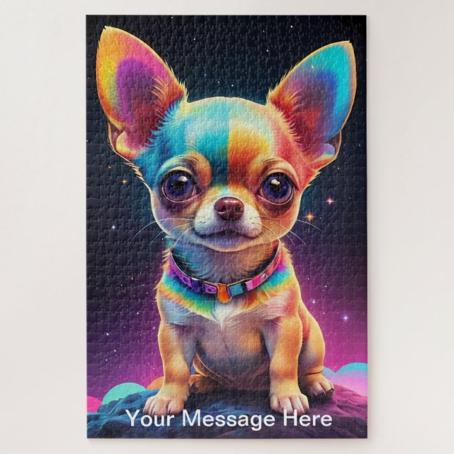 Cute Cosmic Chihuahua Surreal Rainbow Art  Jigsaw Puzzle (Vertical)