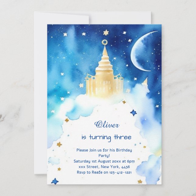 Cute Cosmic Galactic Birthday Invitation (Front)