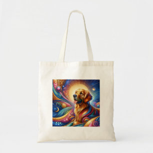 Cute Cosmic Happy funny dog shopping tote bags