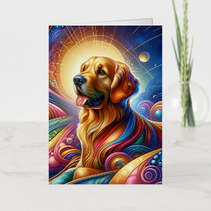 Cute Cosmic Happy funny dog shopping tote bags Foil Greeting Card