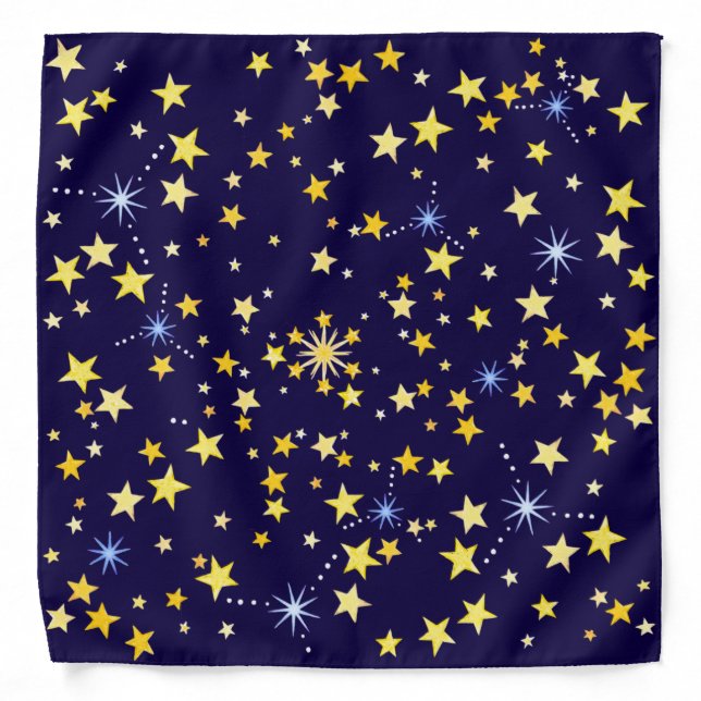 Cute Cosmic Pattern Starry Night Galaxy Navy Blue Bandana (Front)