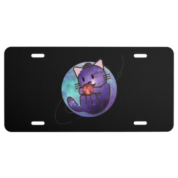 Cute Cosmic Space Planetary Kitten License Plate by LOL_Cats_And_Friends at Zazzle