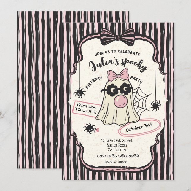 Cute Costume Halloween Birthday Party Invitation (Front/Back)