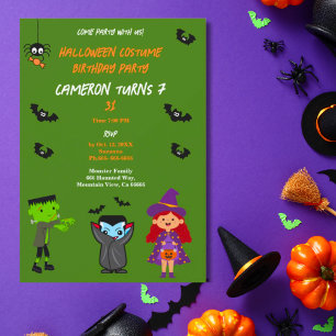 Cute Costume Halloween Birthday Party Invitation