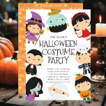 Cute Costume Halloween Party Invitation<br><div class="desc">This spooky-fun invitation features a witch, Dracula, a devil, mummy, Frankenstein, skeleton, and pumpkin kid. The words "Halloween Costume Party" are written in a fun and festive font. It's the perfect way to invite your kids' friends to a spooky-sweet Halloween party where they can come dressed up as their favorite...</div>