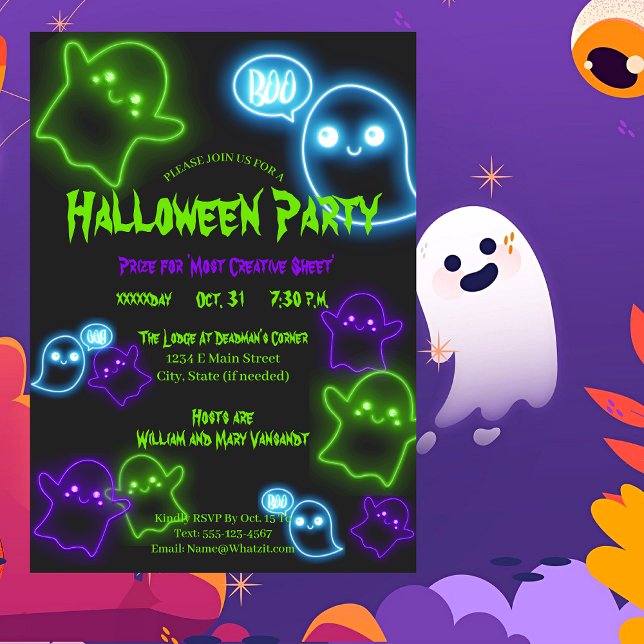 Cute Costume Halloween Party Invitation Postcard (Creator Uploaded)