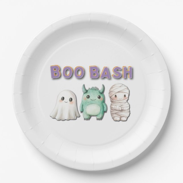 Cute Costume Halloween Party Paper Plates (Front)