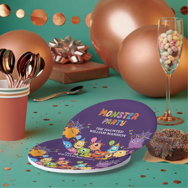 Cute Costume Monster Halloween Party For Kids Paper Plates (Multi)
