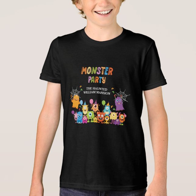 Cute Costume Monster Halloween Party For Kids Tri-Blend Shirt (Front)