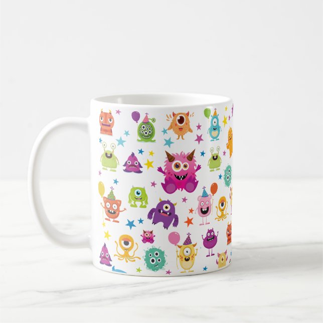 Cute Costume Monster Halloween Party Pattern Coffee Mug (Left)