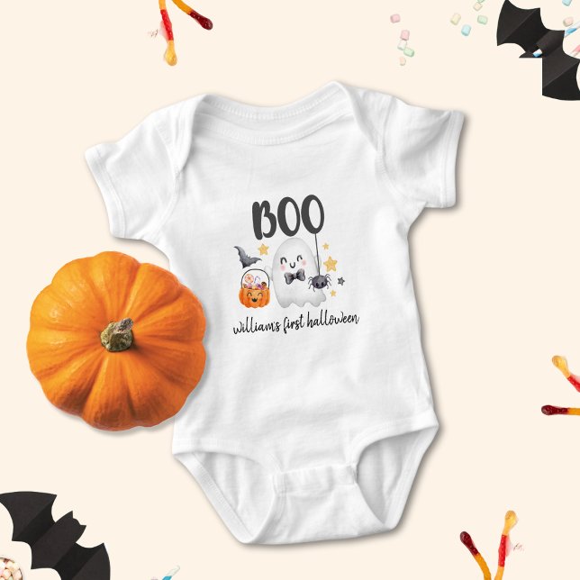 Cute Costume Spooky Ghost Pumpkin Halloween Baby Bodysuit (Creator Uploaded)