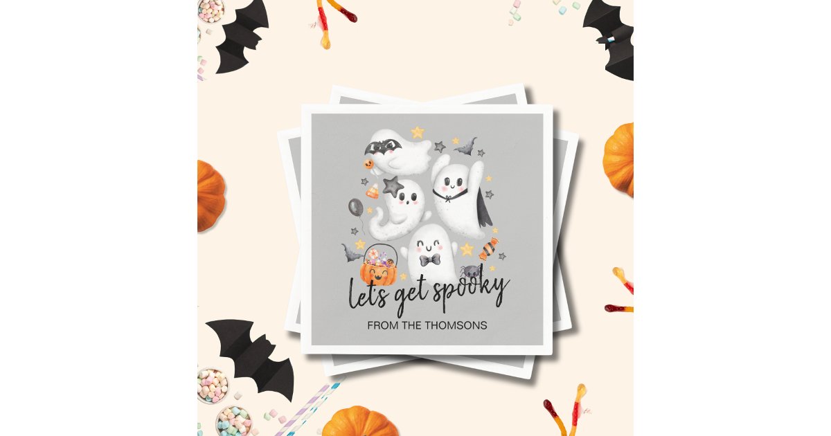 Cute Costume Spooky Ghost Pumpkin Halloween Napkins | Zazzle