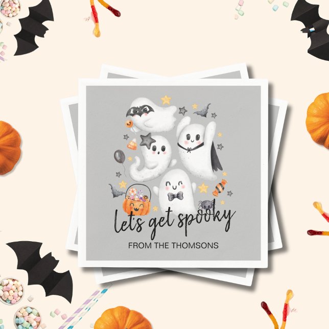 Cute Costume Spooky Ghost Pumpkin Halloween Napkins (Creator Uploaded)