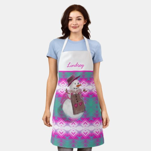 Cute Cosy Snow Girl Winter Patterned Apron