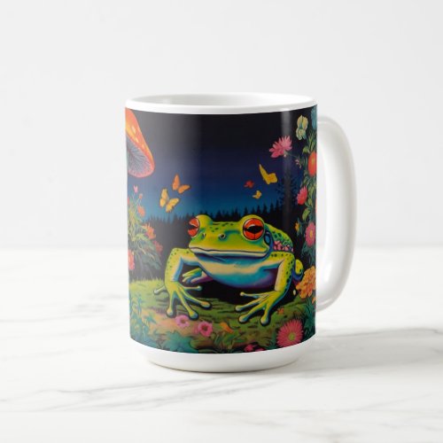 Cute Cottage Core Frog and Mushrooms  Coffee Mug