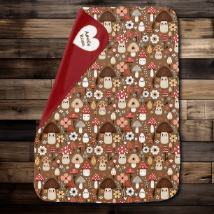 Cute Cottage Core Mushrooms and Flowers Baby Blanket