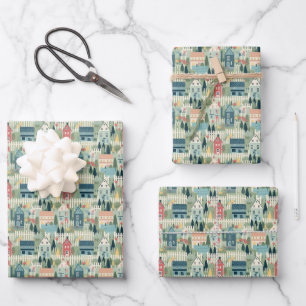 Cute cottage core tiled housewarming party wrapping paper sheets